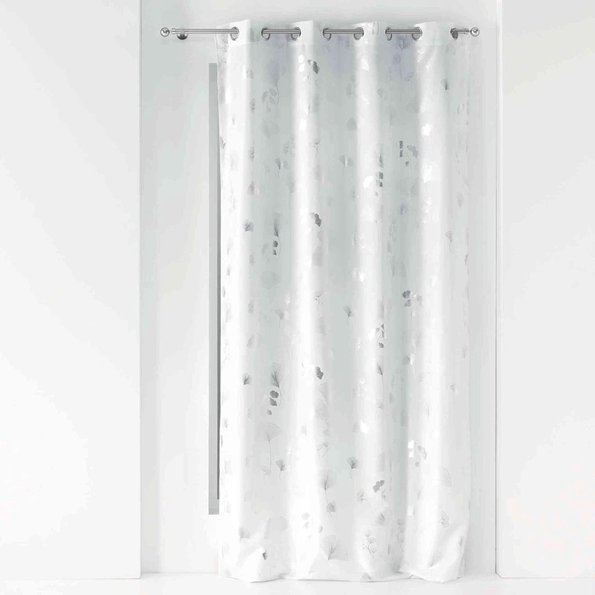 Douceur de intérieur Bloomy gordijn, polyester, wit/zilver, 140 x 260 cm