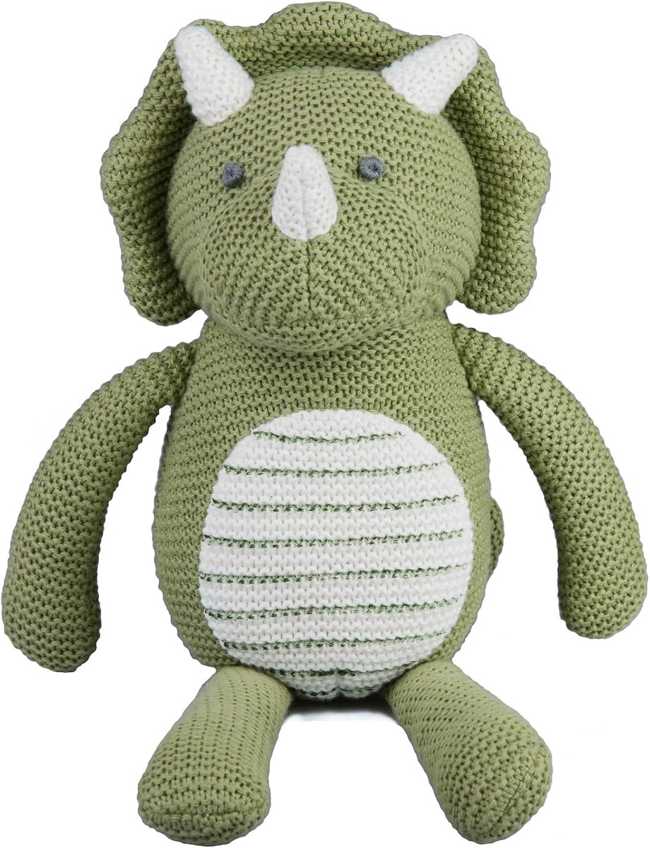 100% Biologisch Katoen Baby speelgoed, Groene Dinosaurus knuffel 18cm