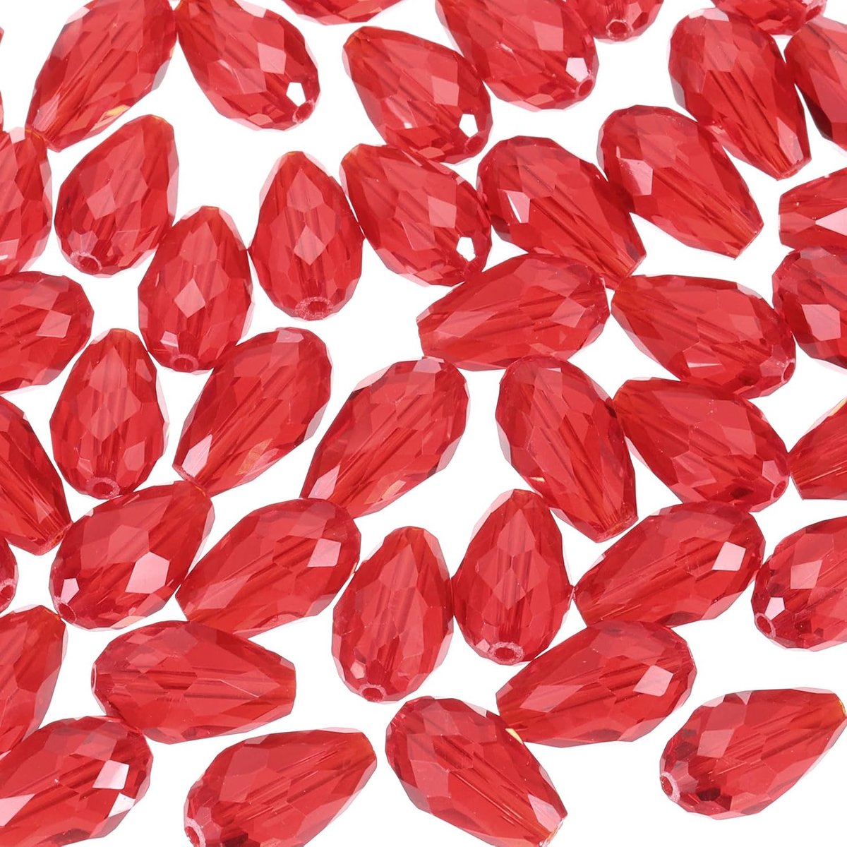 Kralen, 100 stuks rode bicone geboortesteenkralen met verticaal gat voor het maken van armbanden, kettingen, knutselen