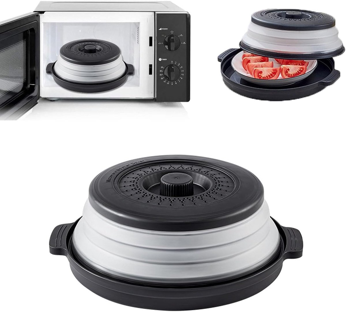 Magnetron Met Zeef Opvouwbare Magnetronafdekking Opvouwbare Magnetronafdekking Met Haken Voor De Magnetron Voorkomt Spatten Ook Groente Fruitfiltermand Voedselconservering