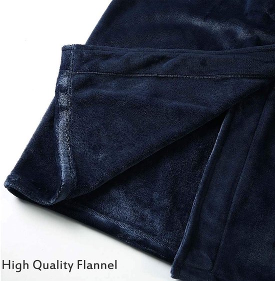 Lange ochtendjas met capuchon voor dames, winter, warme badjas fleece, flanel, pluizig nachthemd, pluche kraag, nachtkleding, paars, grijs, blauw, rood, nachthemd, lichte huismantel, blauw, L — afbeelding 4