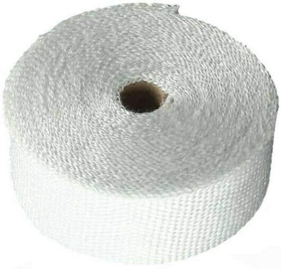 5cm x 5m Glasvezel Wit Motorfiets Thermische Band Uitlaat Tape Band Hittebeschermingsband Uitlaatpijp Isolatie Uitlaattape Uitlaatband Auto met 6 Kabelbinders — afbeelding 2