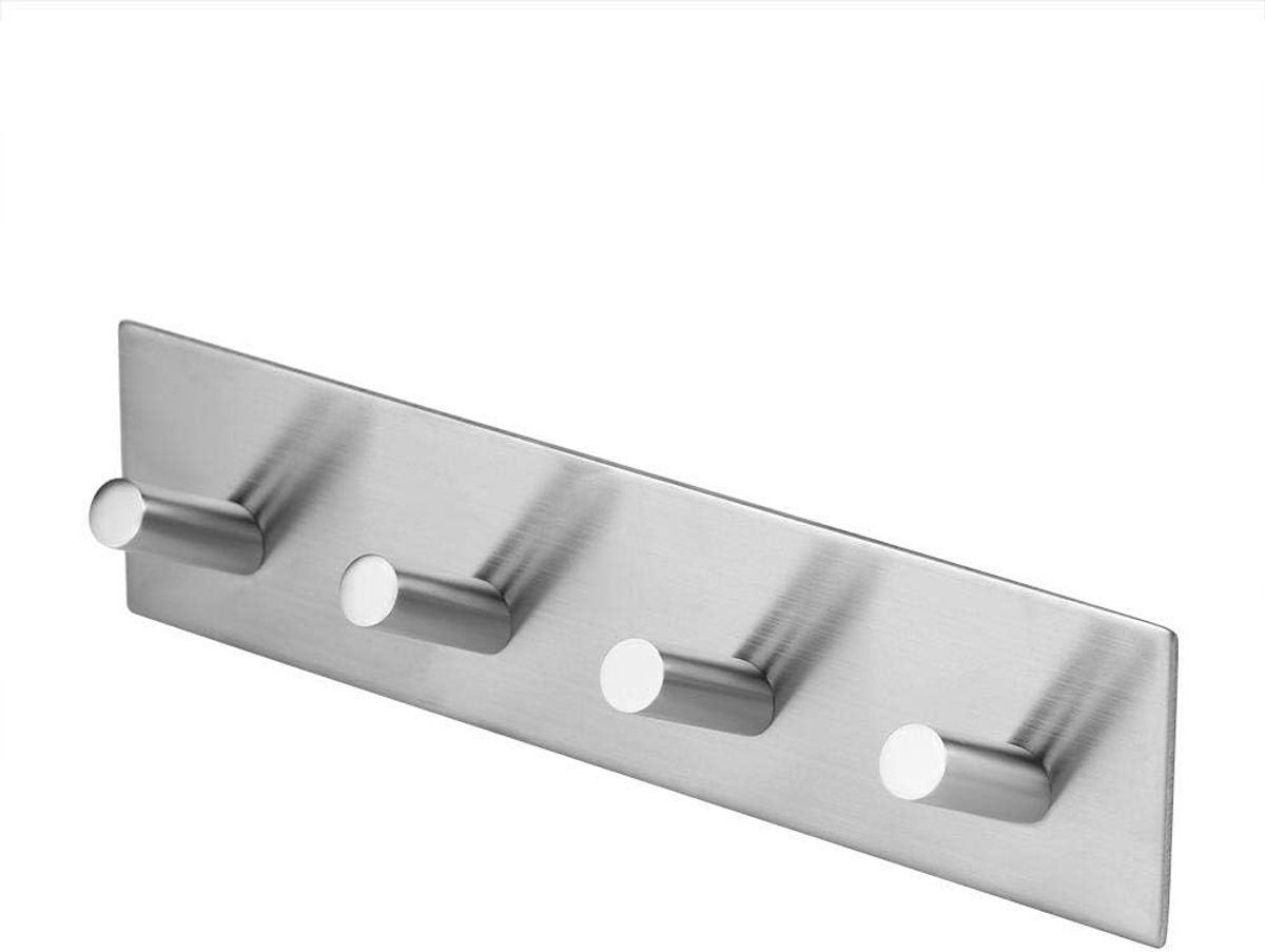 1 stuk roestvrij staal zilveren zelfklevende haken wandhouder badkamer keuken handdoekhouder rek sterke kleefhaken (vier haken)