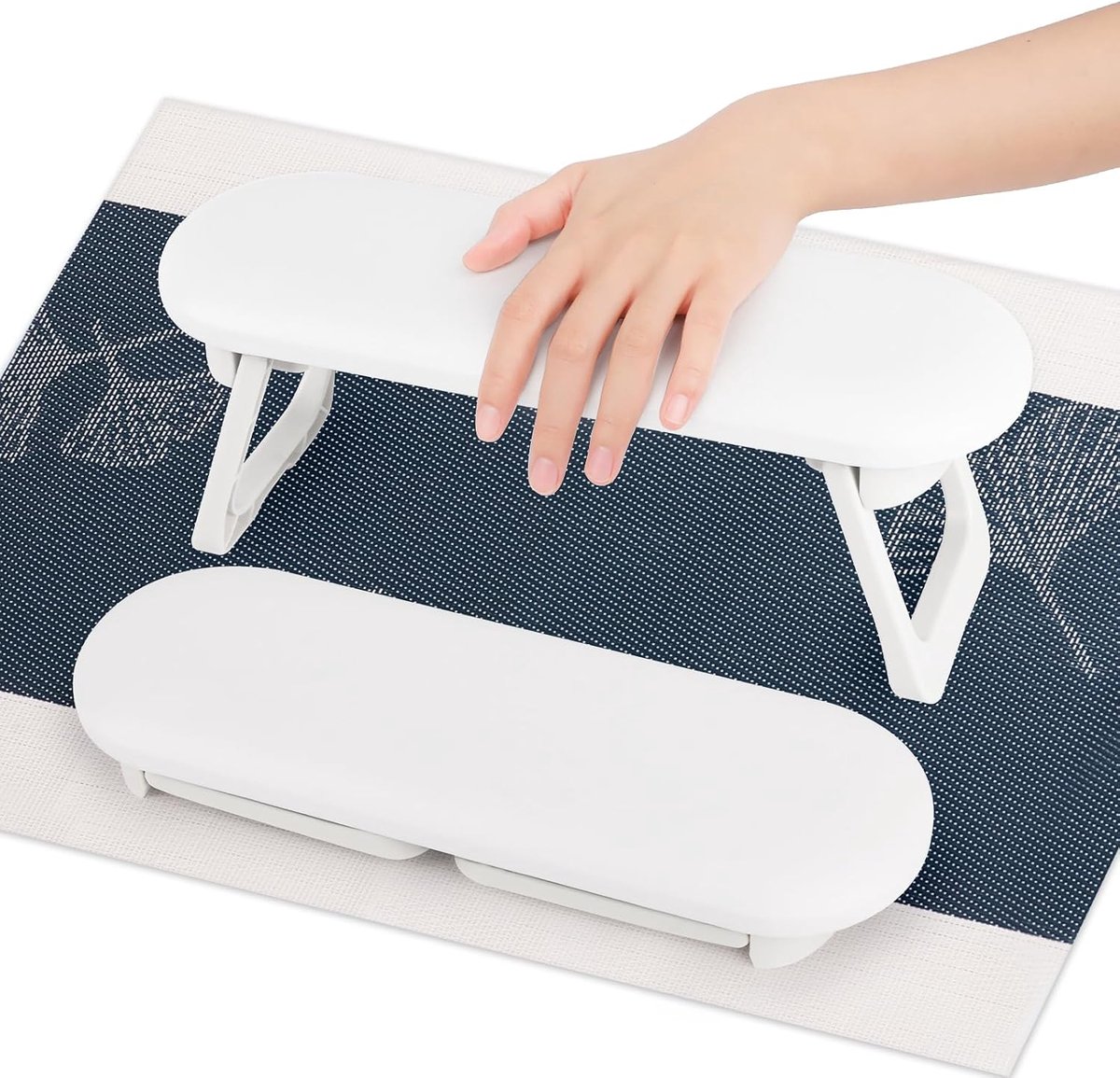 Nagelarmkussen, handkussen, nagelkussen, antislip, PU-lederen handsteun, antislip manicure-handkussen, opvouwbaar, nagelarmleuning, kussen voor schoonheidssalons, thuisanicuren, wit