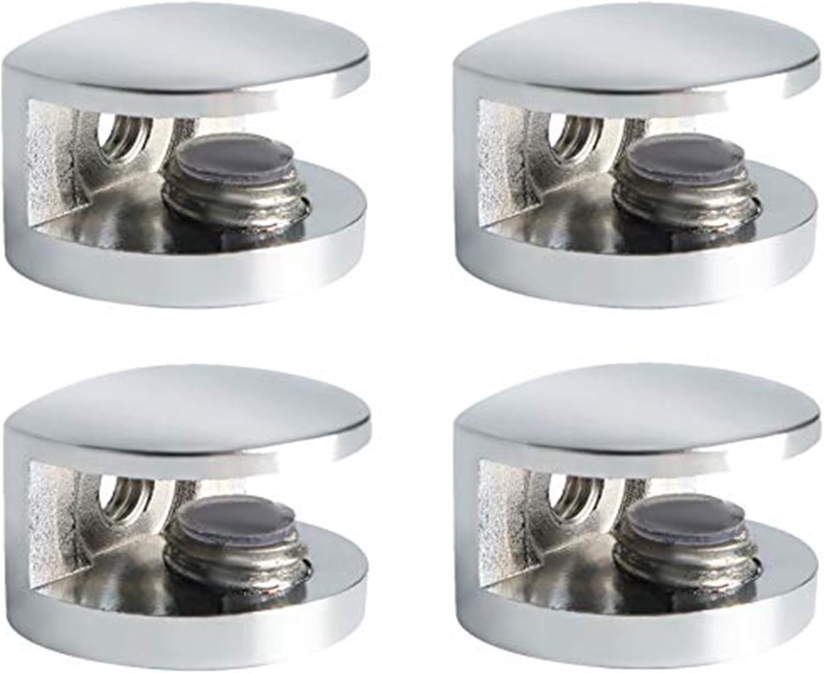 Glashouder, glazen plankhouders, verstelbare glasklemmen voor 5-8MM dik glas, glasclip, wandhouder, zinklegering Gepolijst, 4 stuks, EBL3008-4P