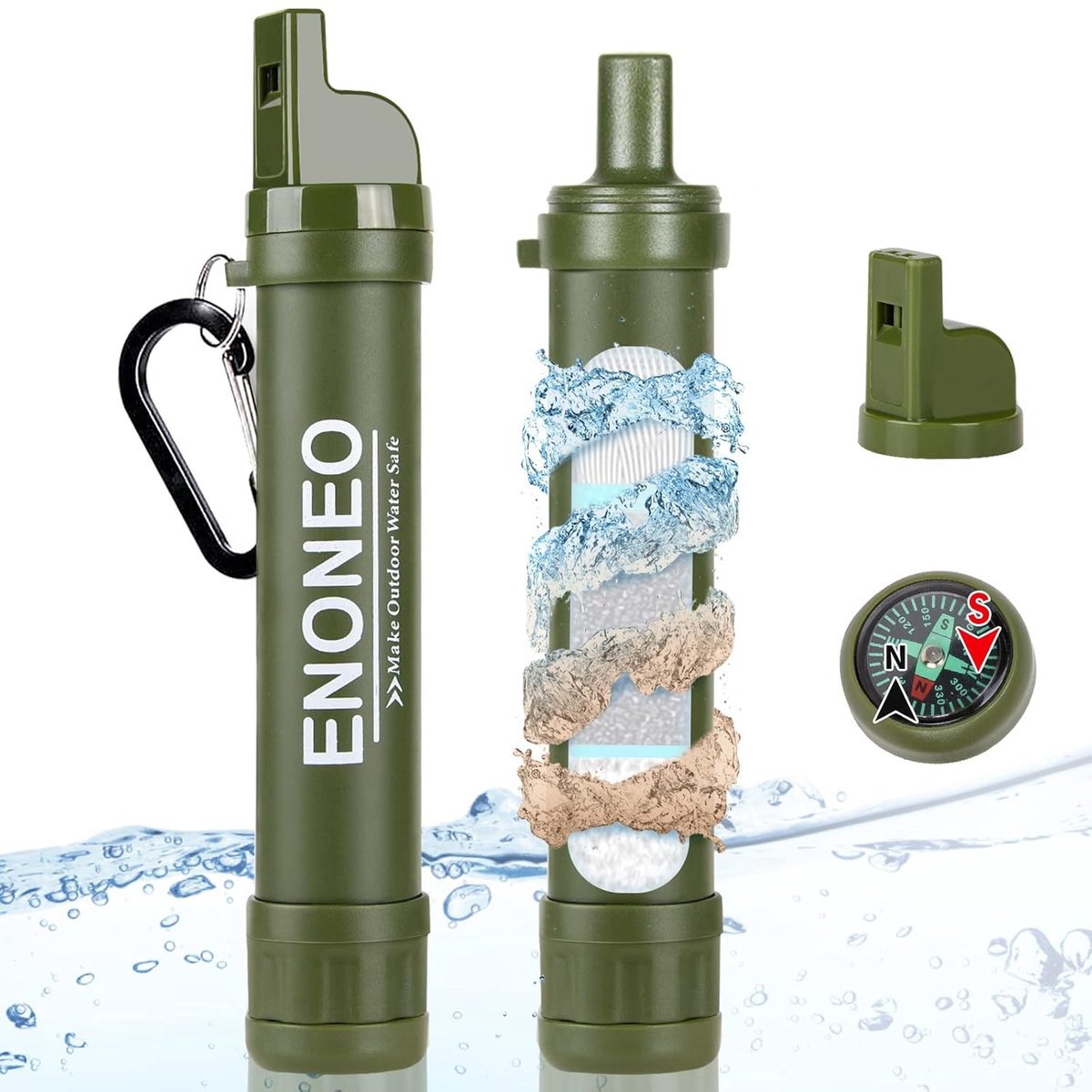 Waterfilter Straw 1500 L - 0.01 Micron - Verwijdert 99.99% Bacteriën - Ideaal voor Hiking en Camping - SnelShoppen