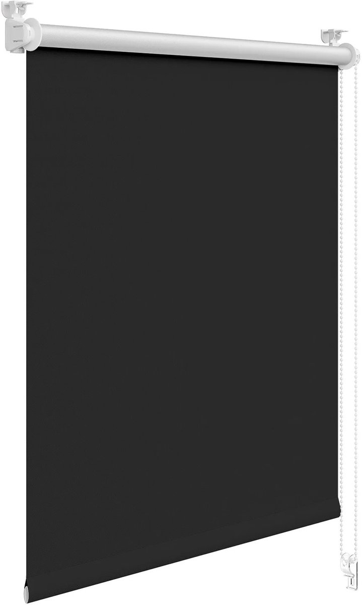 ITRONIQ Verduisterend Rolgordijn 100 x 160 CM - Black Out Rolgordijn Zonder Boren - Zonwerend Voor Raam en Deur - Zwart