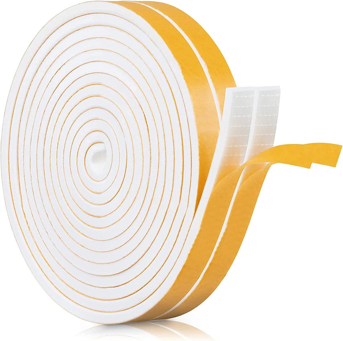 zelfklevend, voor deuren en ramen, schuimtape, schuimstrip, deurafdichting, rubberen afdichtstrip, geluidsisolatie, stootzegel, 12 x 6 mm (B x D), 8 m, wit