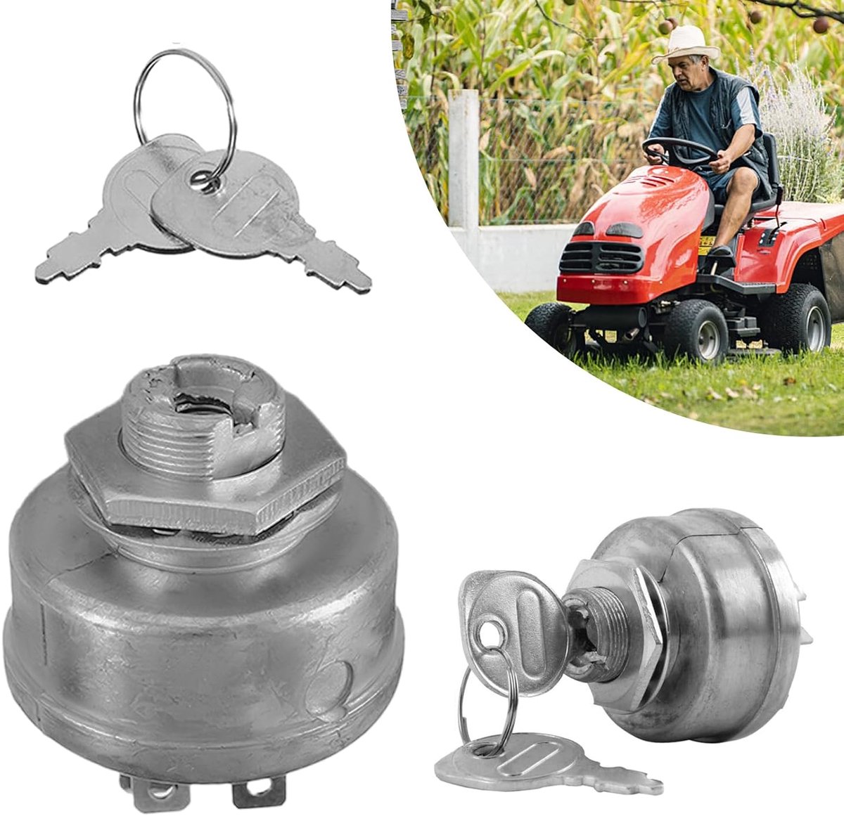 tractormotor startschakelaar universeel: Nizirioo 12 V ontstekingsstartschakelaar 5-polig met 2 sleutels, ontstekingsschakelaar voor grasmaaiers tractor