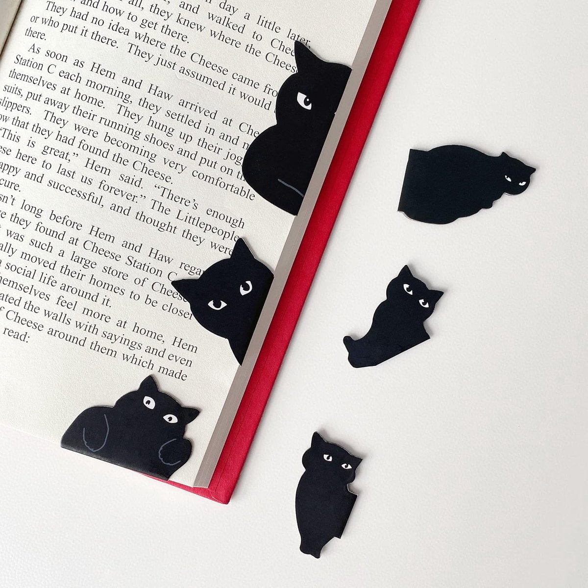 Magnetische bladwijzers - diverse schattige boekmarkeringen clip set voor leerkrachten studenten boek liefhebbers lezen, voor schoolkantoor thuisbenodigdheden, Kawaii kat magneet pagina-markeringen (6 stuks)