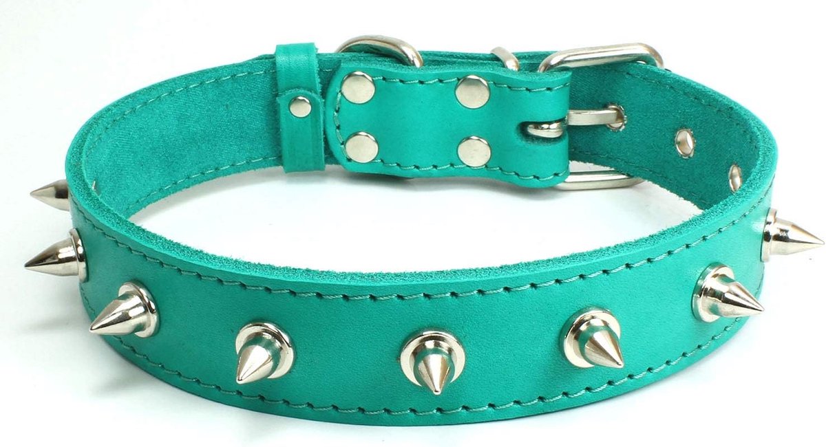 Sulla echt leer gewatteerde handgemaakte hondenhalsband in modieuze kleuren gevlochten M/L/XL, L 39cm-49cm, munt