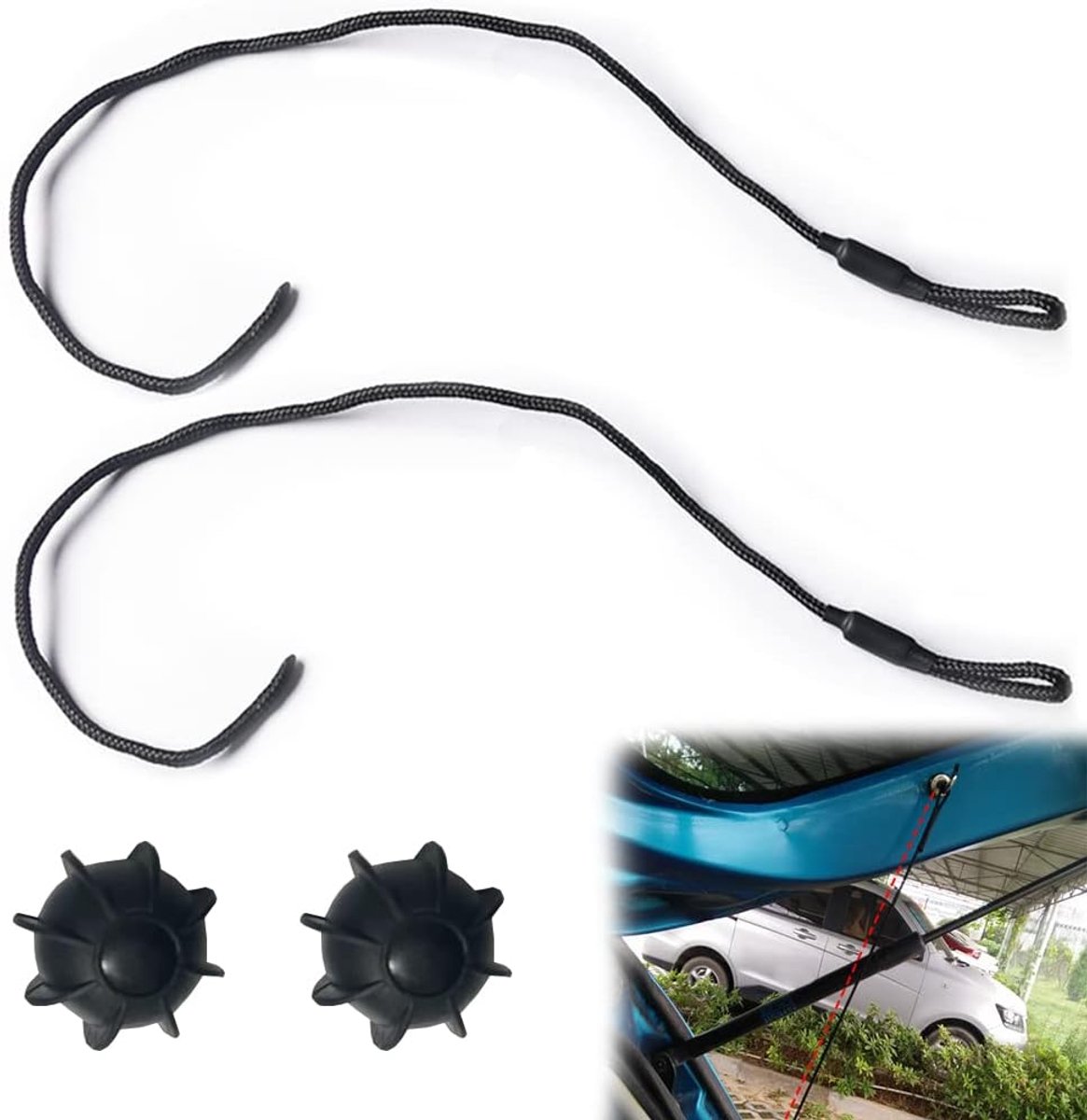 2 stuks bevestigingsband, hoedenplank, universeel, bevestigingsband, hoedenplank, bandhouder voor de kofferbak, achterrek riem (Lanyard)