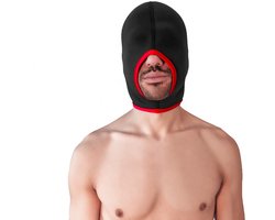 Brutus - Neoprene Blind Face Fucker Hood - Zonder Oogopeningen - Zwart/Rood