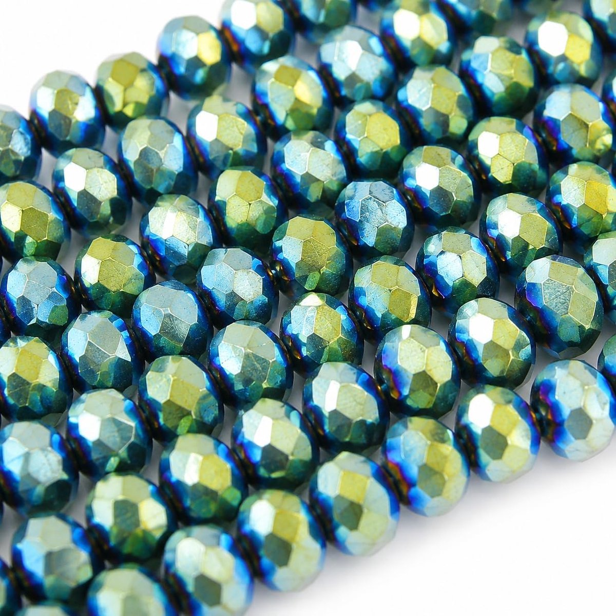 Kralen, 8mm * 6mm, blauw, groen, facetten, CZ kristal Boheemse glaskralen voor sieraden maken