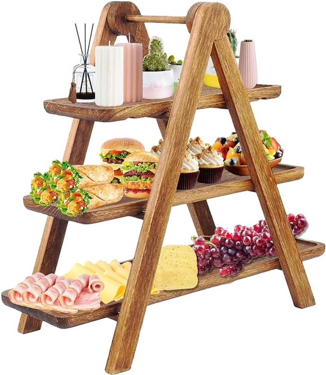 3-laags terving dienblad drie niveaus cupcake-standaard, dienblad van hout, gebruikt voor feestjes