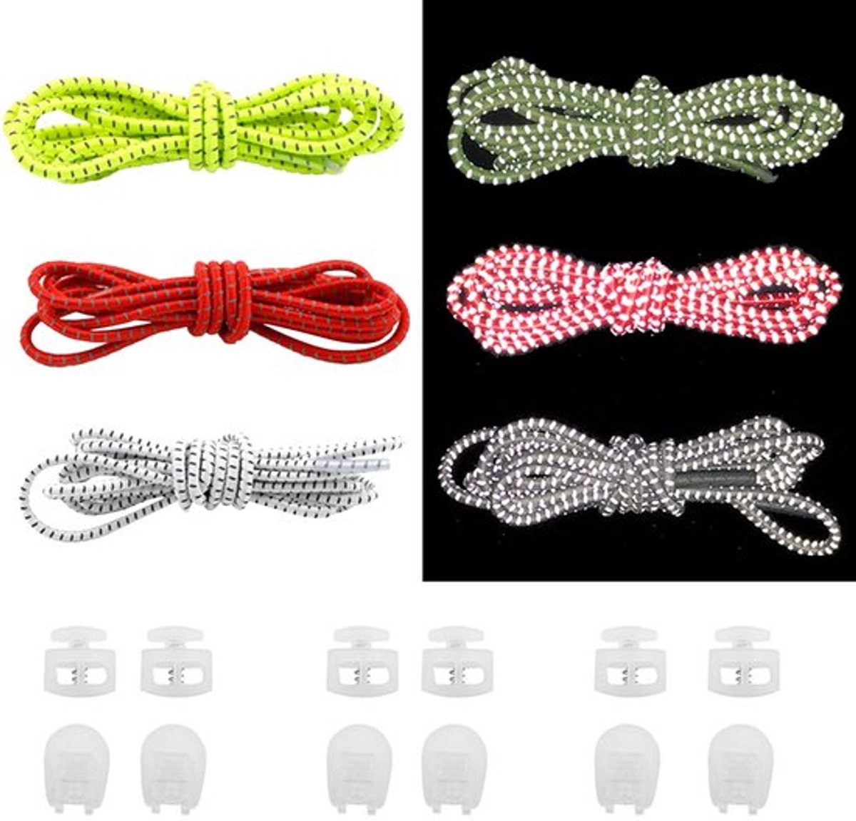 Veters 100 cm - Elastische Veters - Sportveters - Veters voor Kinderen/Volwassenen - Zelfblokkerende Veters - 3 Paar