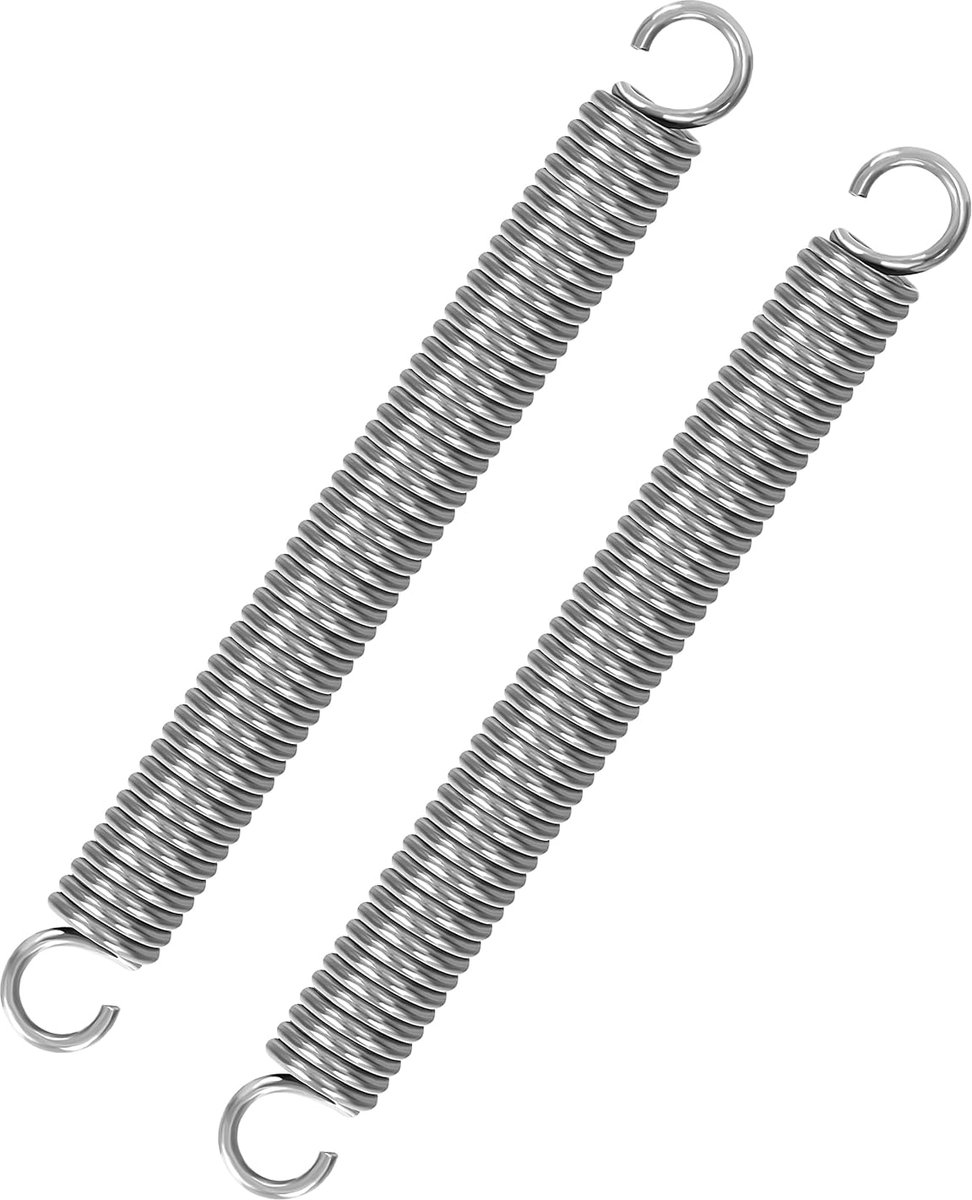 Trekveren met haken, roestvrij staal, trekveer, spanveer, 150 mm, buitendiameter 16 mm, draaddiameter 2,5 mm, maximale trekkracht 19 kg, 2,5 x 16 x 150 mm, 2 stuks