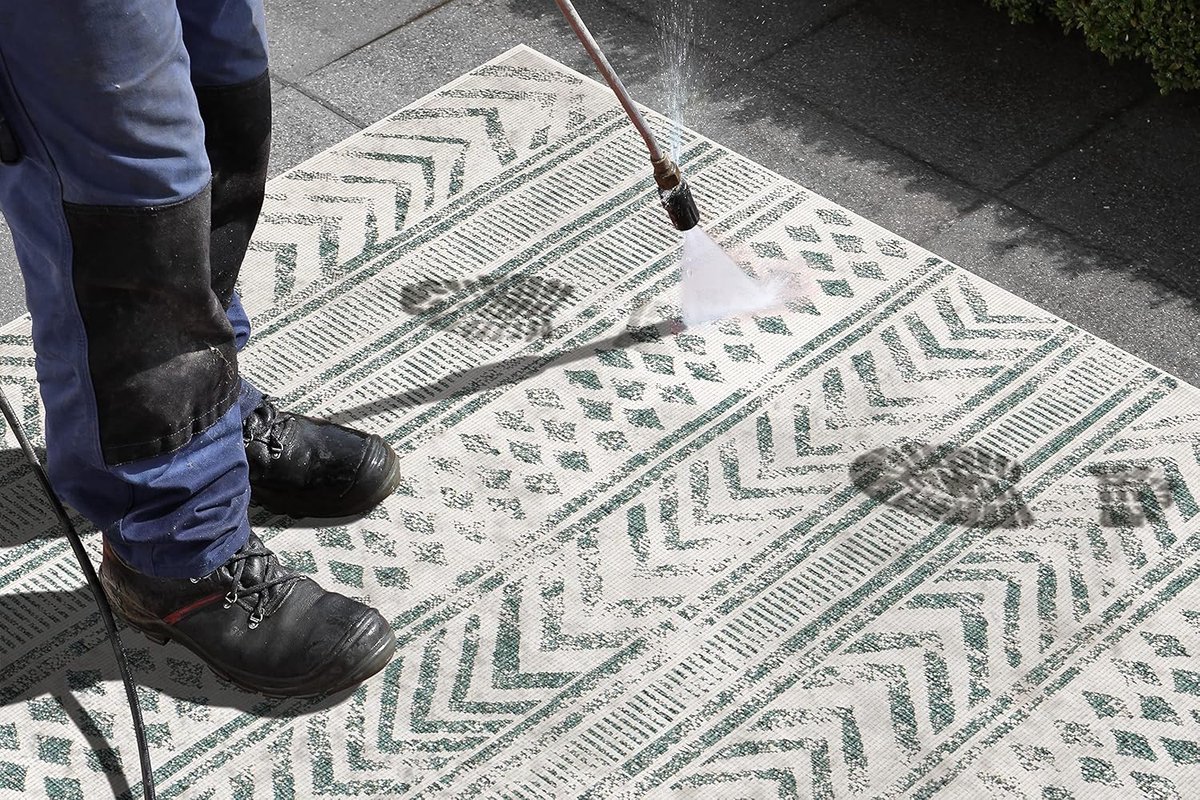 Tapijt omkeerbaar 80 x 350 cm - weerbestendig boho-stijl - vintage design - loper voor terras - SnelShoppen