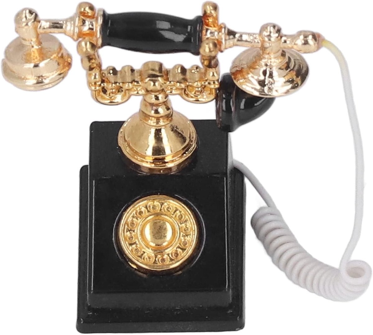 1/12 Miniatuur Victoriaanse Rotary Telefoon Poppenhuis Decoratie Accessoires, Model Accessoire voor Poppenhuis Mini Muziekkamer (zwart)