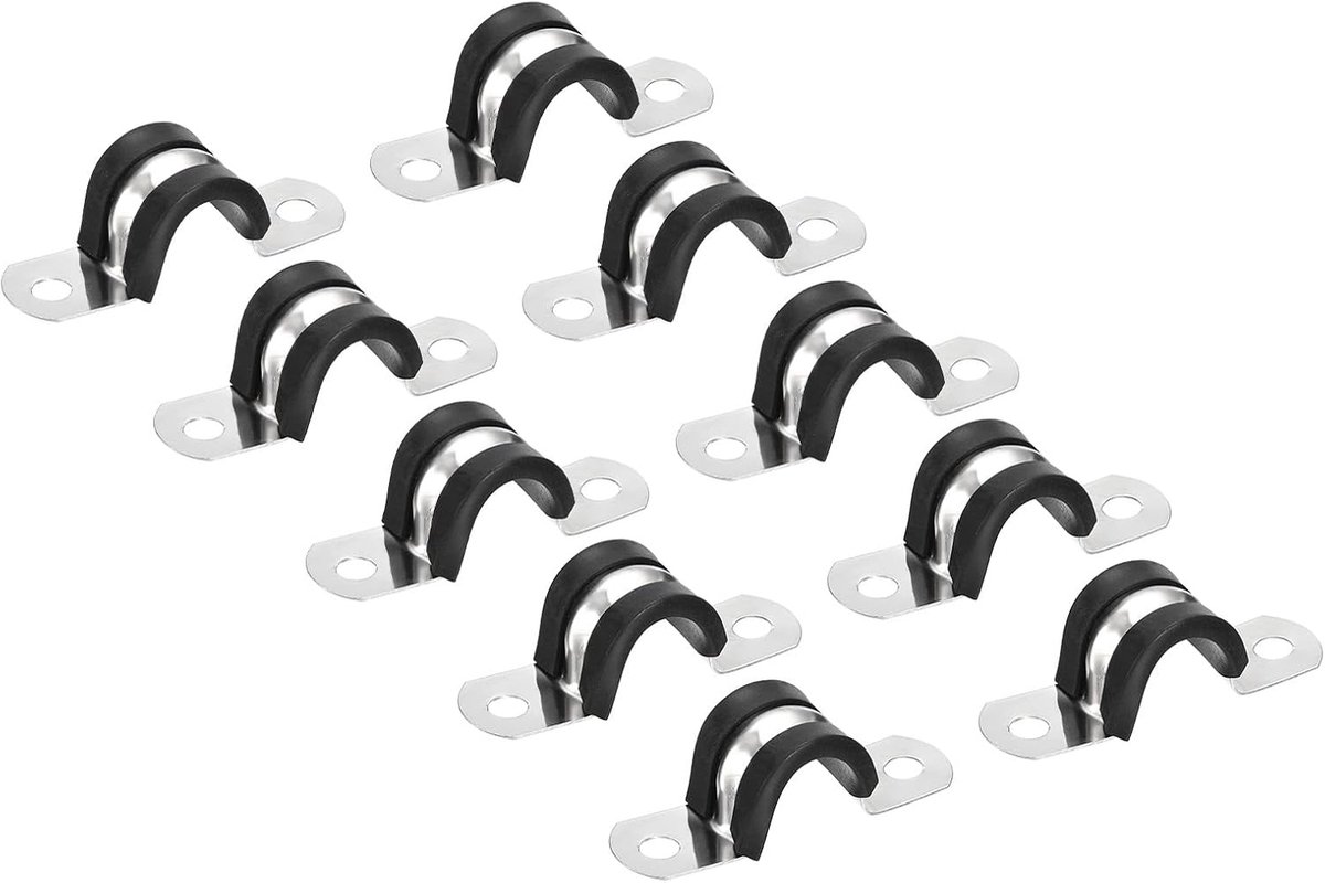 3,7 inch/20mm Stijve Pijp Bandklem, 12 Stks 304 Roestvrij Staal Twee Gat U-Vorm Buis Clip Pijp Bevestigen Houder voor Pijp Bevestiging