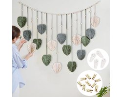 inodiref Groen wandtapijt, wandtapijt, geweven met 10 houten klemmen en 4 niet-markerende spijkers, voor slaapkamer en woonkamer