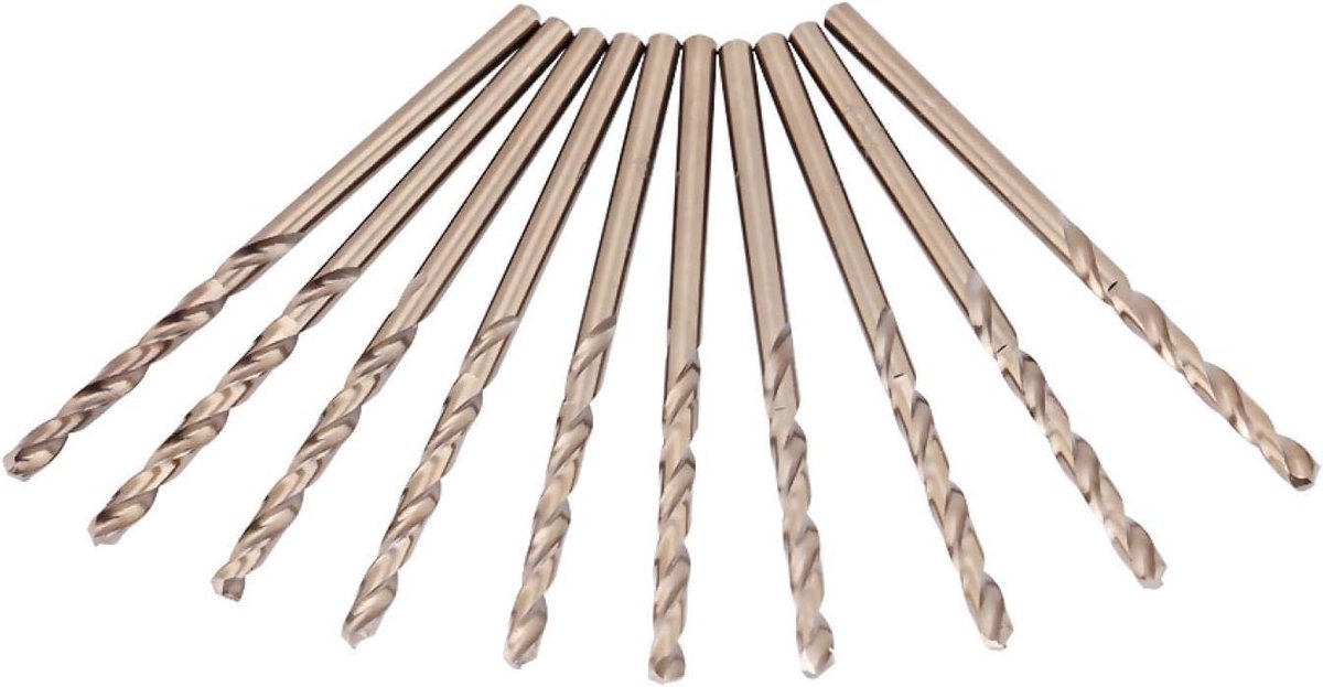 Kobaltboren voor Gehard Staal HSS Borenset 1.0-5.0MM (1/1.5/2/2.5/3.0/3.2/3.5/4/4.5 Mm) Spiraalboor voor Het Boren op Roestvrij Staal Gietijzeren Plaatstaal Stalen Plaathoek Ijzer(1mm)