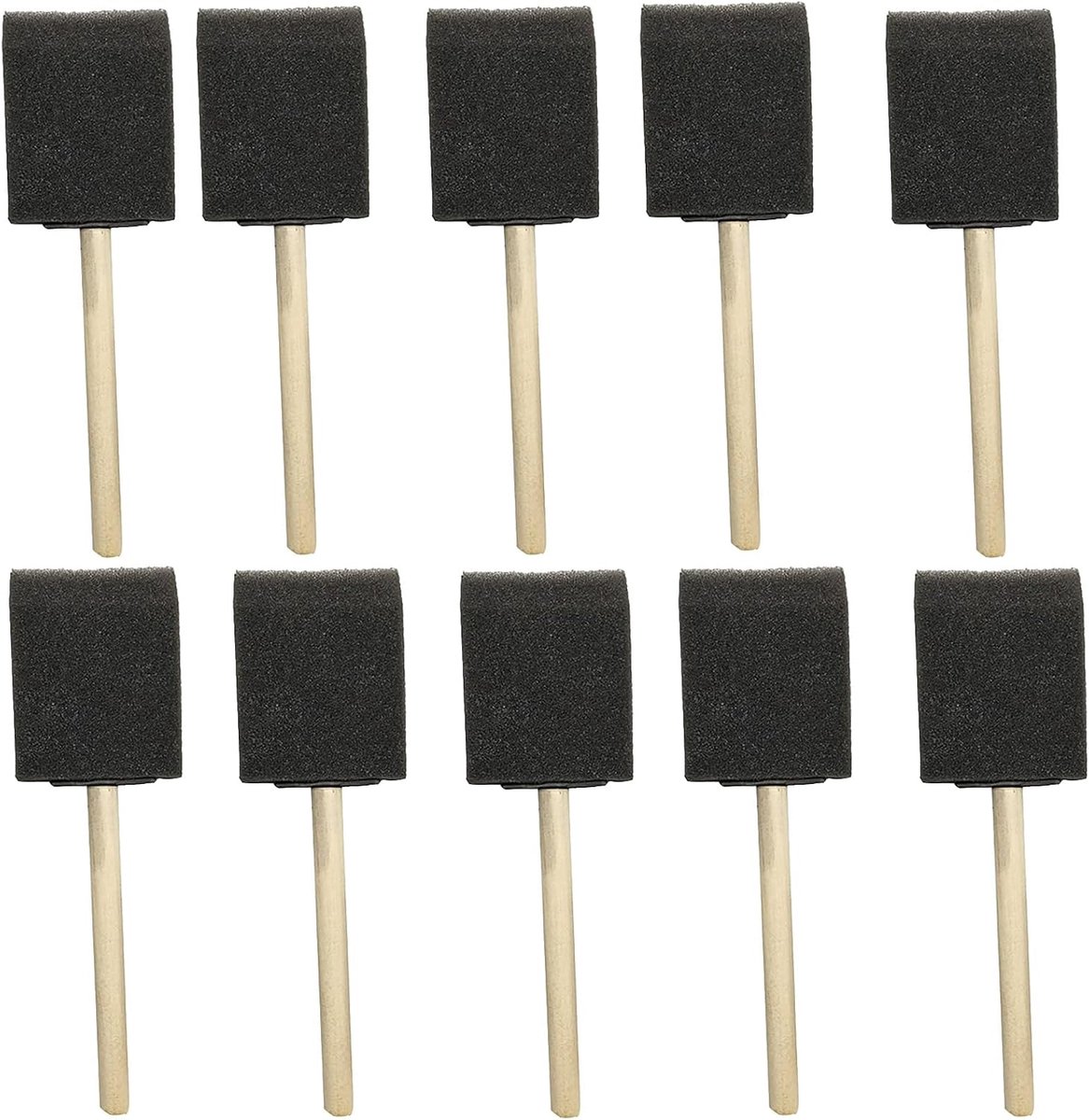 10 stuks sponskwasten, schuimborstels, schuimborstels met houten handgrepen voor acrylverf, decoratief schilderen, kleuren, handwerk