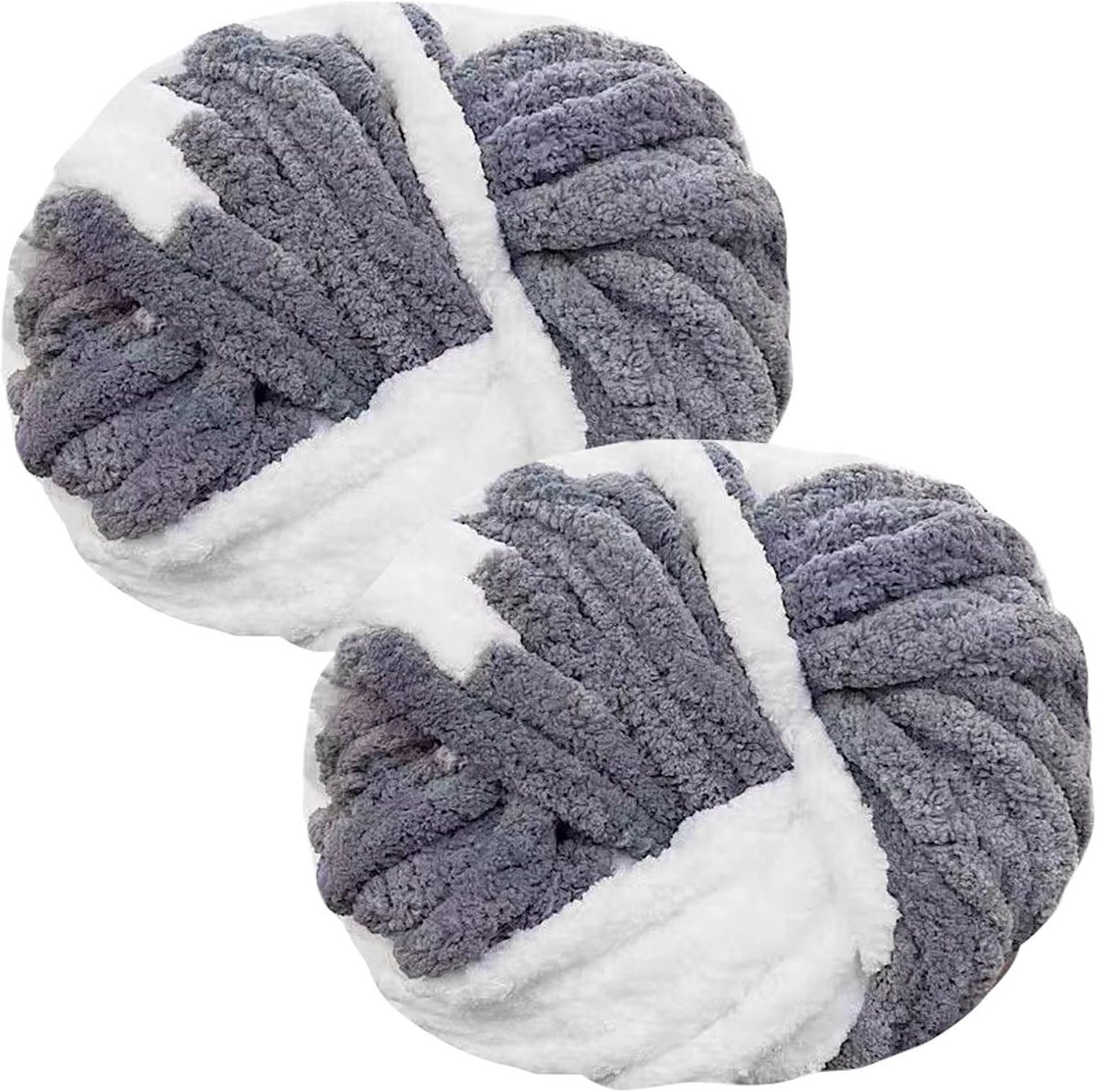 Dikke wolgaren,2 x 250 Gram Breiwol,Super Zacht Chenille Chunky Garen,Dik Garen,Zachte Chunky Wol, Voor Gehaakte Dekens voor Dekens, Sjaals, Mutsen,Huisdiernest (Gebroken Wit)