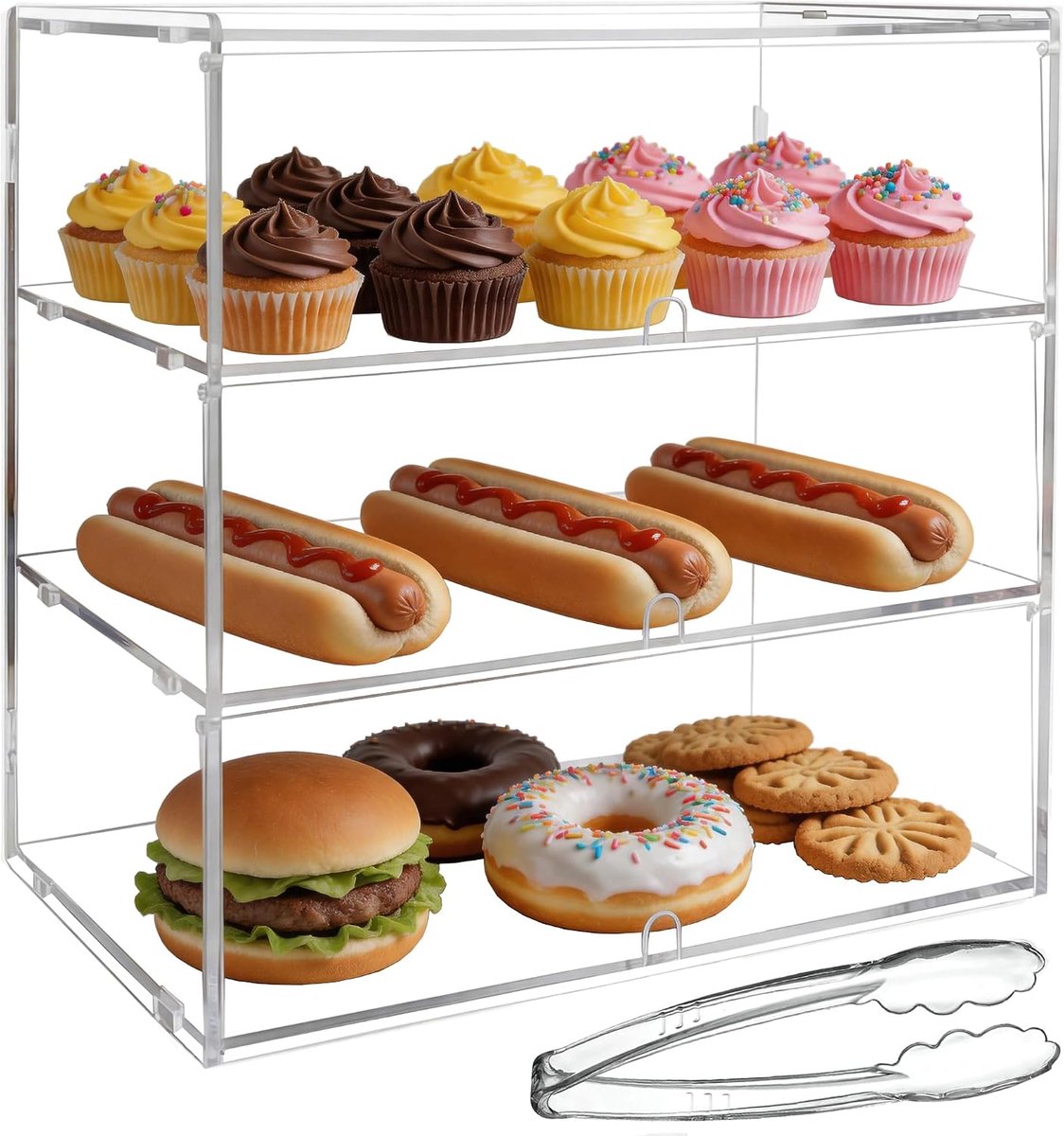 3 lagen doorzichtige toonbankbovenkant bakkerijvitrine 5 mm hoge impact PETG-panelen Transparante brooddoos