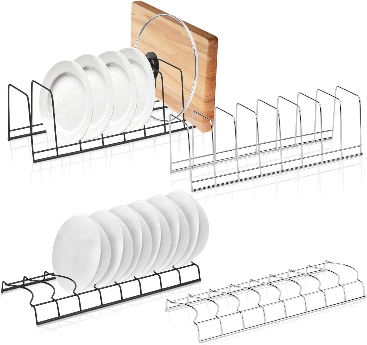 Afdruiprekken, afdruiprek, bordhouder, bordenstandaard, serviesstandaard, roestvrijstalen borden organizer kast, dish drainer dish rack voor pot deksels, kom, borden, snijplanken