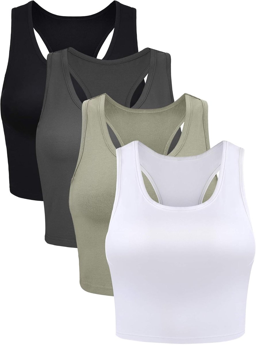 Crop tanktops voor dames, 4 stuks