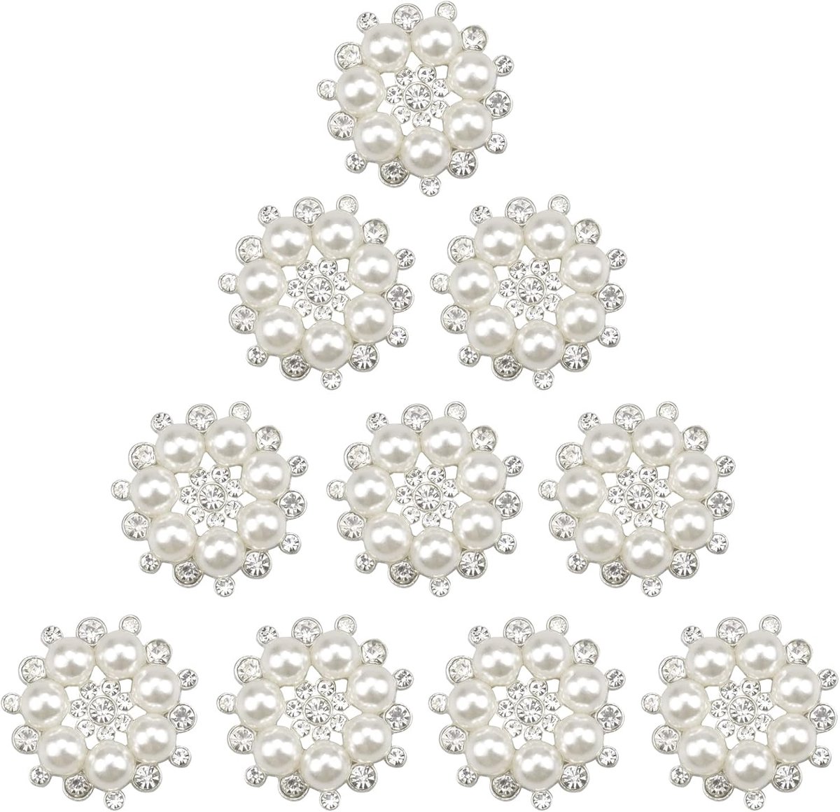 10 Stks Strass Parel Knop Haar Parel Versieringen Ronde Broches Bloem Knop Craft Parel Knopen voor Haar, Ambachten, Kleding Decoratie