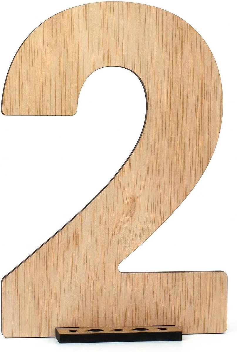 Felicitatiekaart voor Verjaardag & Jubileum | Houten Cijfer 2 als Wenskaart of Gastenboek | Origineel Cadeau voor Man Vrouw Vrienden (2)