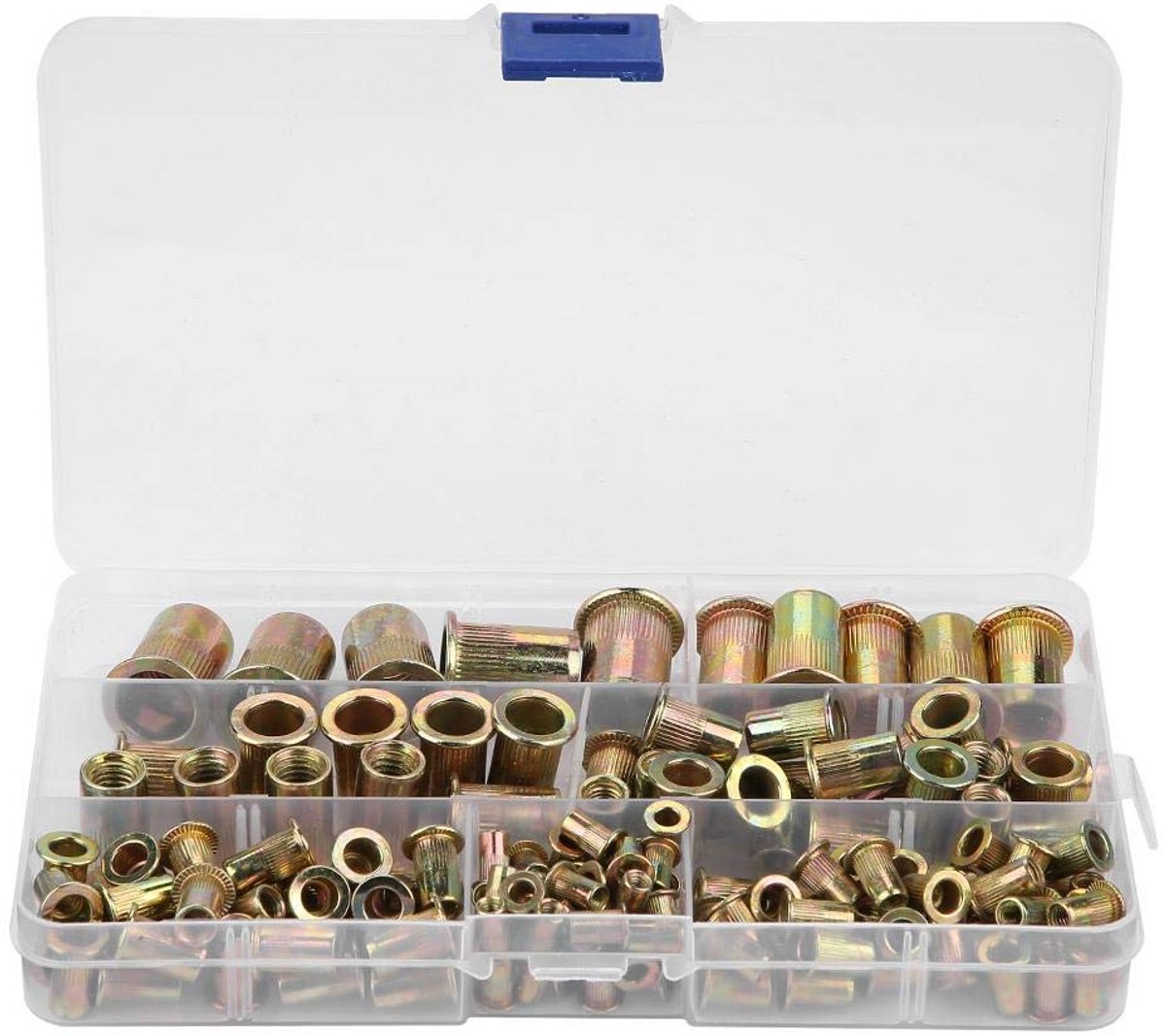 Klinknagelmoeren, 150 stuks M3/M4/M5/M6/M8/M10/M12 Koolstofstaal Platkop Schroef Blindklinkmoer Inzet Rivnut
