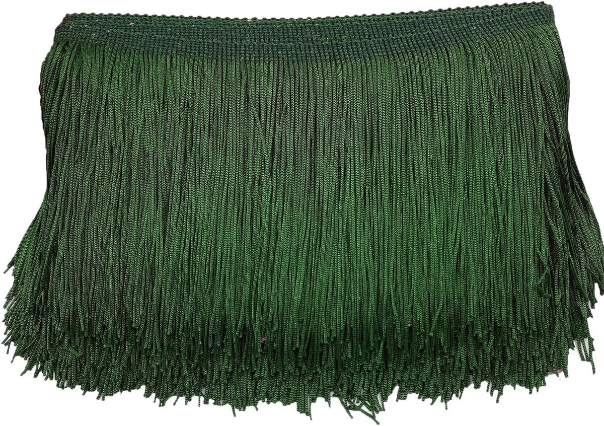 10 cm x 2 m franjenrand, decoratieve band, dansfranjes, snijfranjes, zijden kwastjes, franjes om te naaien, doe-het-zelf knutselen, kleding, lingerie, kostuums, gordijnen, decoratie, legergroen