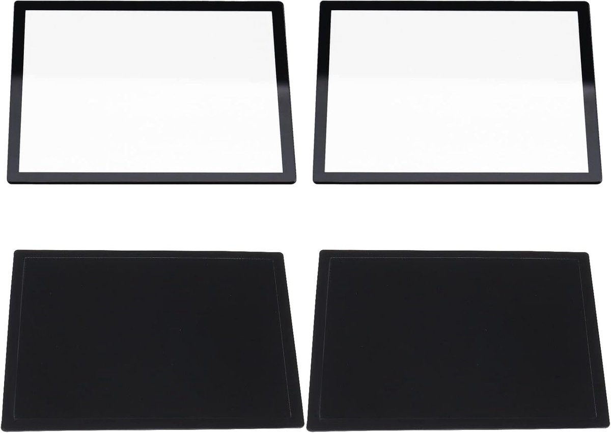 2 Stks Screen Lens Plastic Cover met Onderste Frame Compatibel met DS Lite Top Screen Game Case Lens Frame 69x54mm Zwart