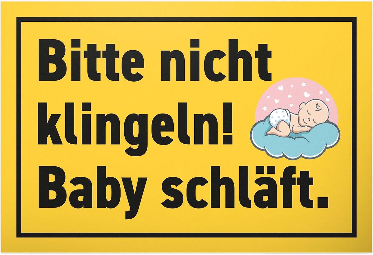 Bitte nicht Klingeln Baby Schlafft - 30 x 20 cm kunststof bord - collega vrienden cadeau jongen ouders cadeau-idee decoratie - instructiebord kennisgeving pasgeborene spreukenbord deurbord