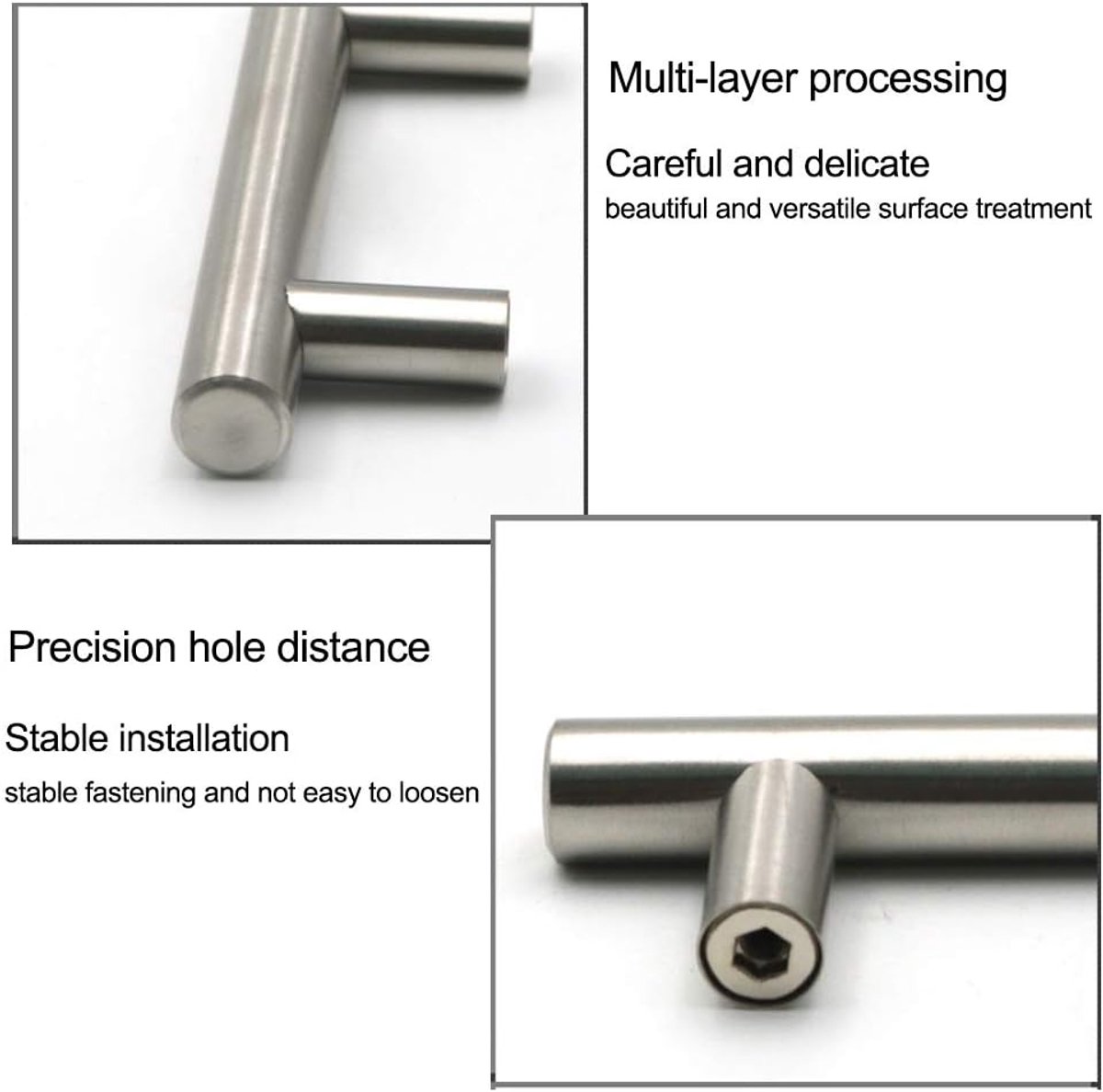 6 Packs Kabinet Handvatten Keuken Kast Handgrepen Geborsteld Rvs Meubels Deurlade Knop T Bar trekt Zilver (96mm)