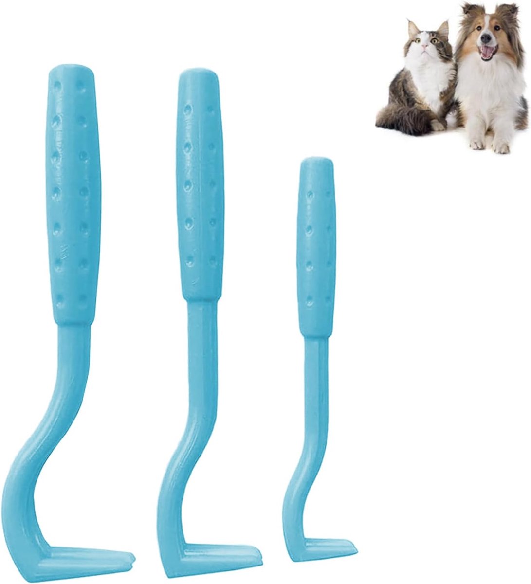 Tekenhaken, 3 maten, tekentang, tekenhaak, tekenverwijderaar, tekenverwijdering in seconden, voor hond, kat en paard, en mensen (blauw)
