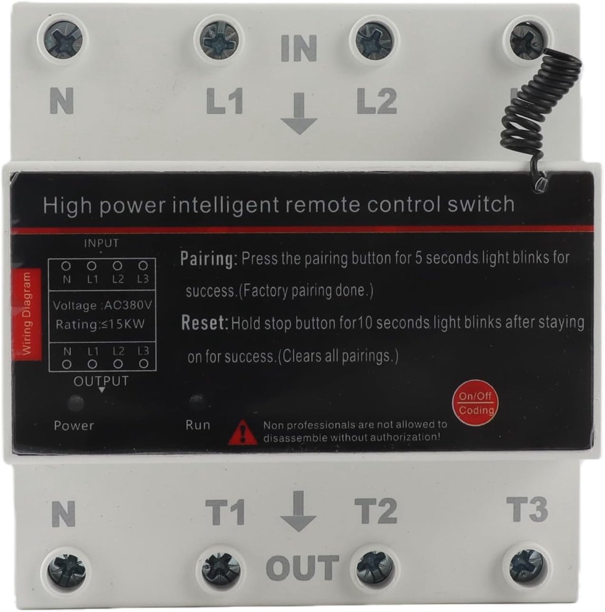 3-fase Draadloze Afstandsbediening AC380V, Intelligente Aan/uit-schakelaar, 3000M Langeafstandsbediening, Afstandsbediening voor Pompmotor, Boerderij, Landbouw, Garagedeur,
