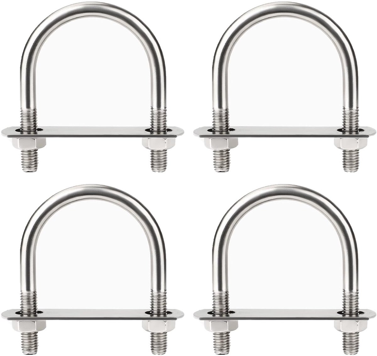4 stuks U-vormige bouten, 304 U-vormige beugels, U-bouten M6, roestvrijstalen ronde U-bouten, met sluitring en moer voor buisbevestiging, M6 x 44 mm (binnenbreedte)