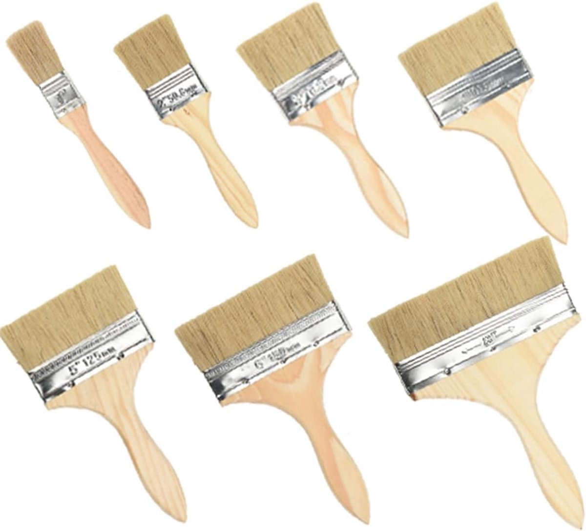Verfkwasten set 7 stuks - houten handvat - stevige bristles - ideaal voor DIY projecten - SnelShoppen