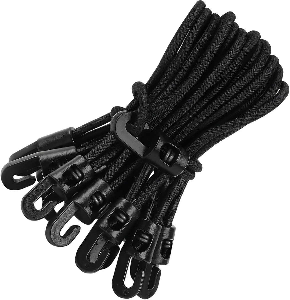 25 stuks zeilspanners, nylonmateriaal, bagagespanners, zwarte bevestiging zonnezeil, totale lengte 25 cm spankabel, voor bevestiging van waterdichte dekzeilen en campingtenten