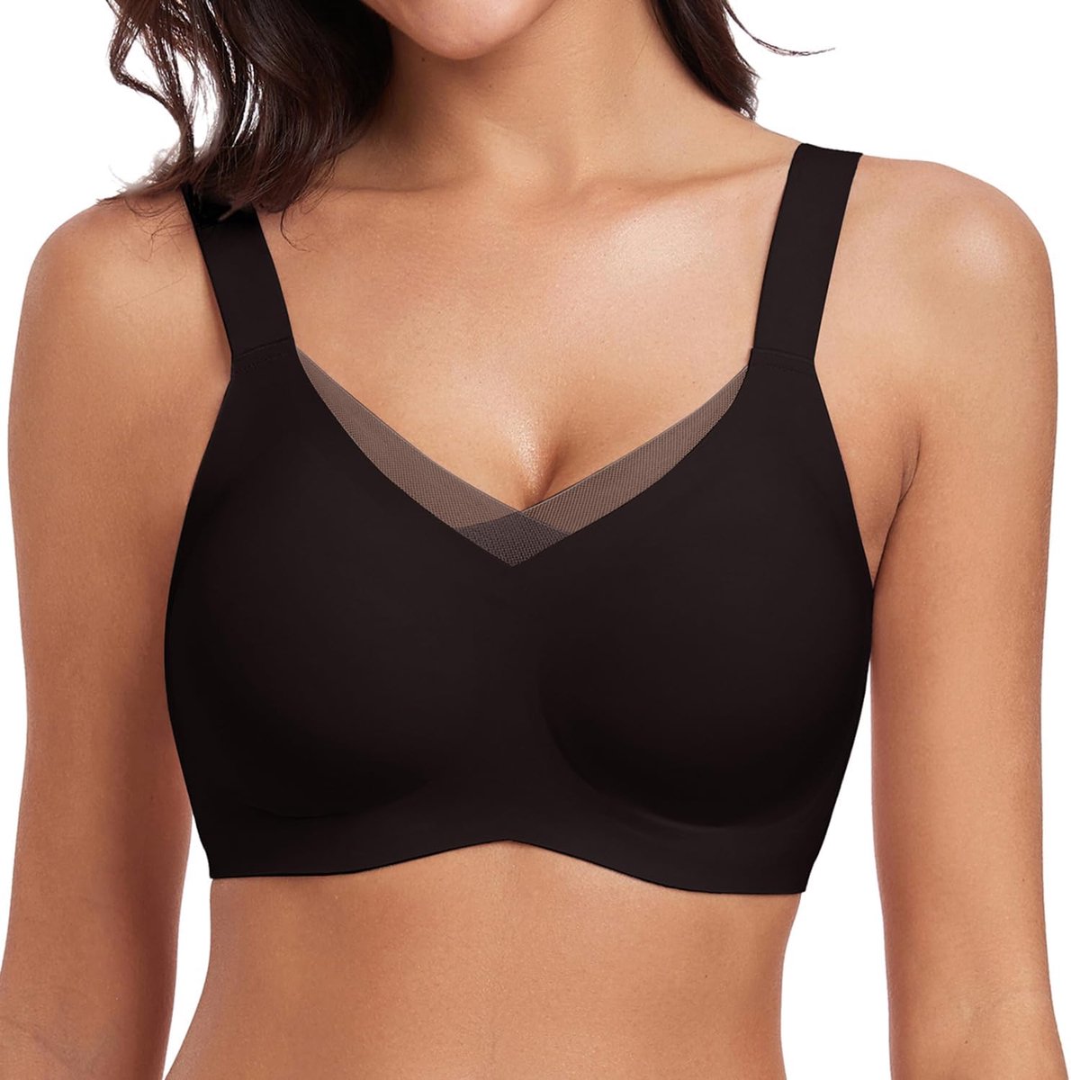 BH dames zonder beugel gevoerde beugelloze beha push-up mesh bralette zachte beha comfort onzichtbare naadloze beha