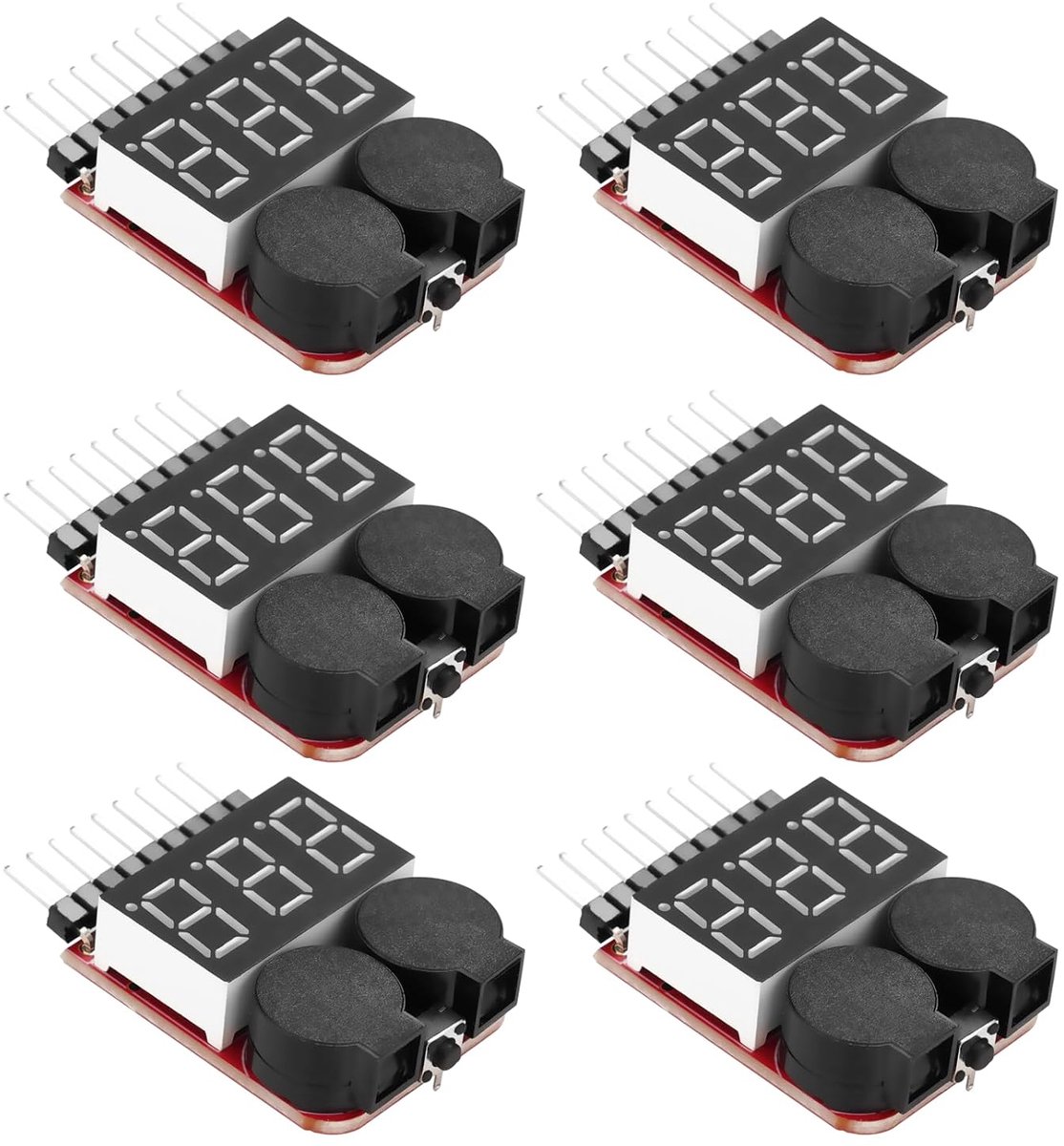 1S-8S Lipo batterijtester, RC Lipo Checker accumonitor, laagspanningsalarm, spanningstester met led-display voor Lipo Life LiMn Li-ion accu (6 stuks)