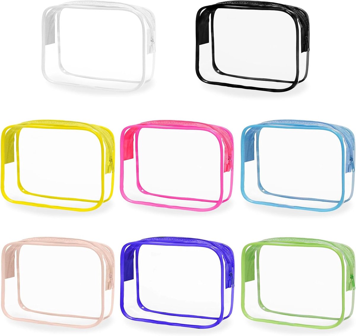 8pcs 8 Kleur 7 × 2.36 × 4" Pvc helder make-up tassen met rits, Waterdichte Cosmetische opslag tassen, rits zakken, Toiletware organisator tassen, Draagbare reiszak, Draag op reistas
