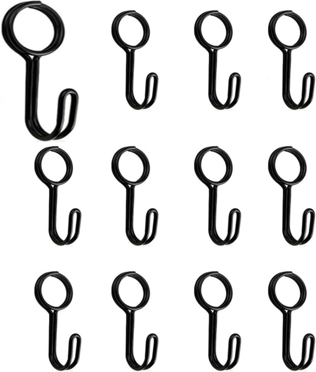 12 stuks spiraalhaken, haken met oogje, universele haken, expanderhaken, dekzeilhaken, touwhaken voor aanhangers, zeilen, boot, motorfiets, fietshaken (zwart)