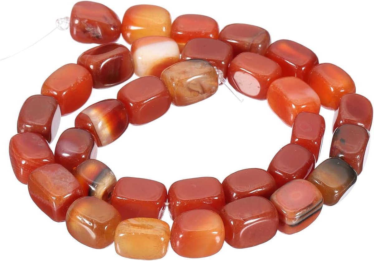 12x8mm Natuursteen Roodachtig Oranje Crystal Agaat Kralen voor Sieraden Maken, 1 Strand 15"/38cm Cuboid Losse Spacer Kralen