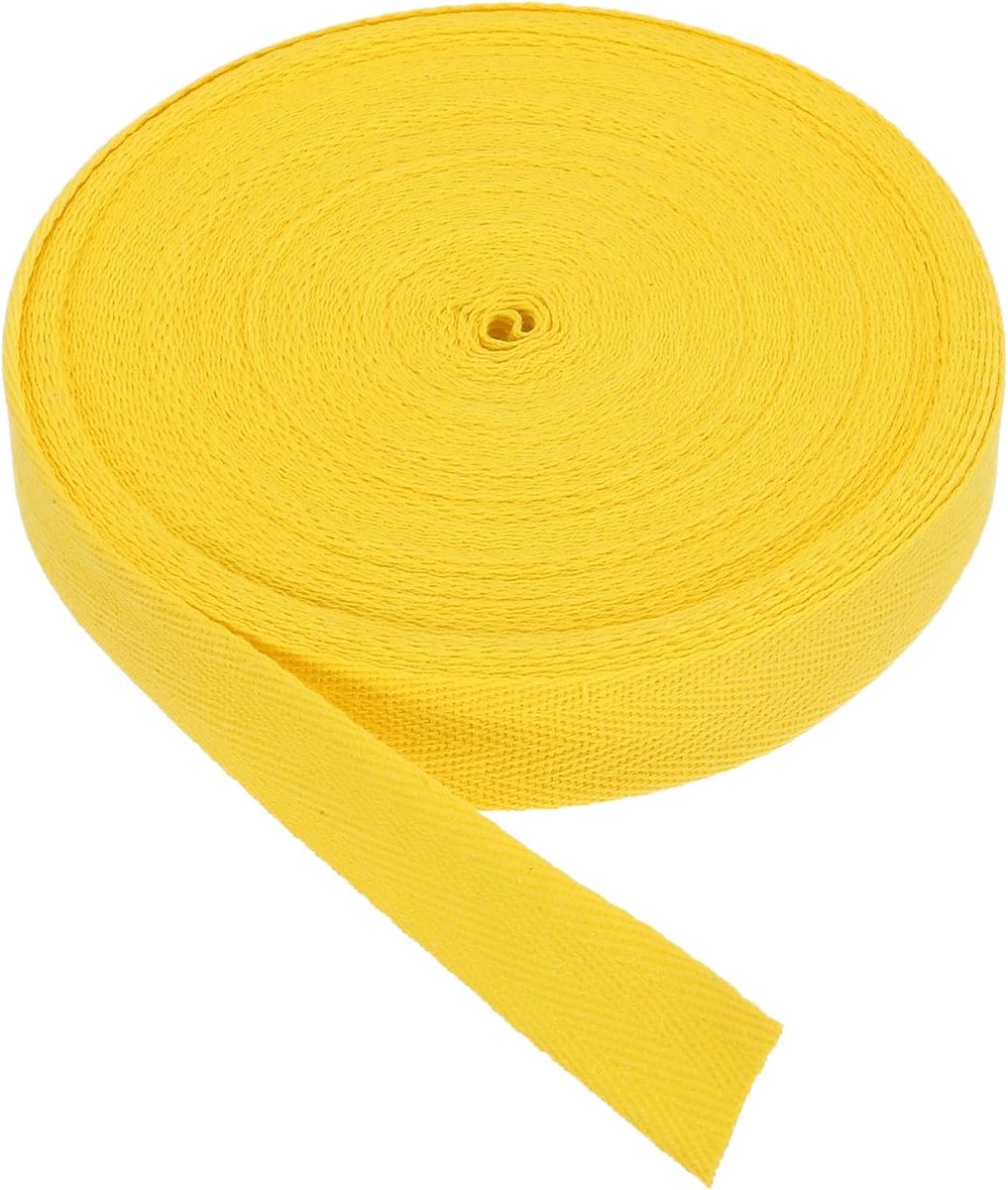 Katoenen keperstof tape 1 Inch 25 Yards Katoen Lint Bias Binding Tape Visgraat Webbing Trim voor Naaien Gift Wrapping Craft DIY Helder Geel