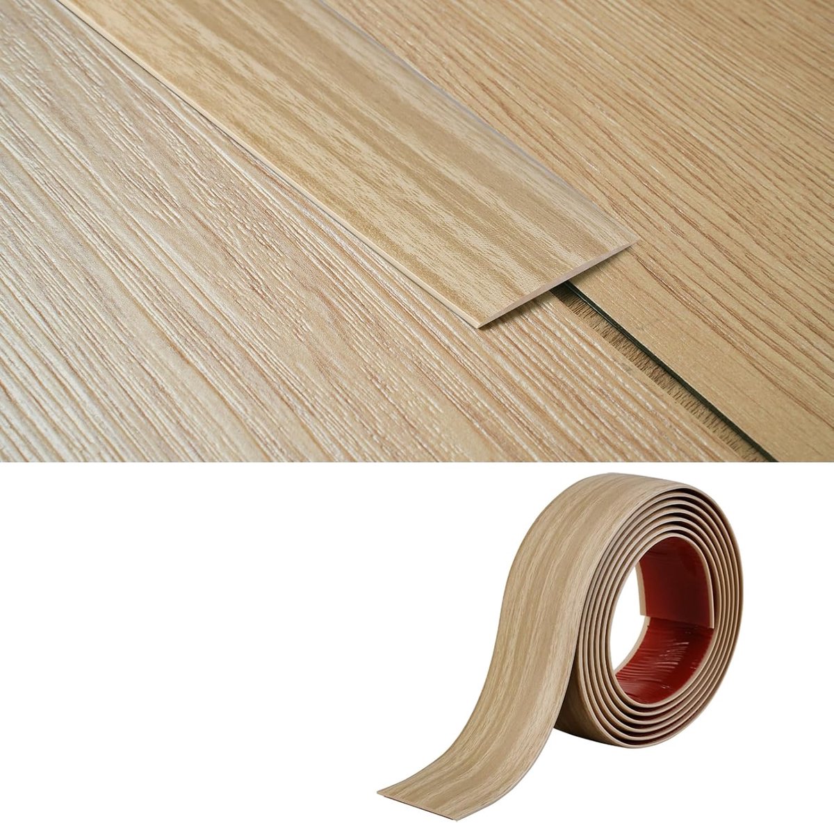 - 2 mm dik × 5 cm breed, laminaat vloerbedekkingsstrips, zelfklevende deurstang, scheidingsstrip, platte vloeren, randverbinding, sierlijst (2 m, beige korrel)